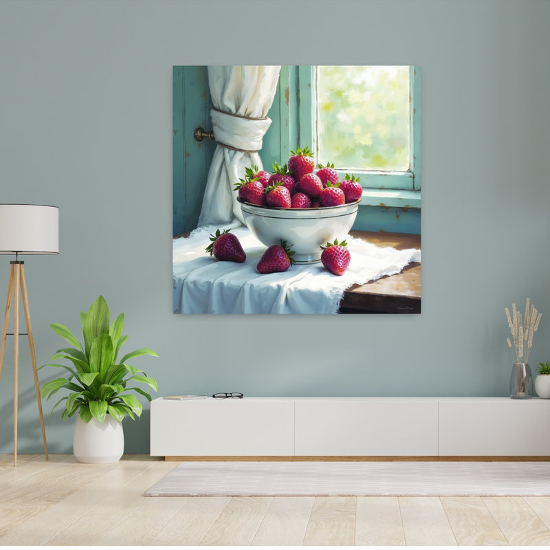 «Bowl of Sun-Kissed Joy», art contemporain abstrait à fruits rustiques, H 48 po x l 48 po
