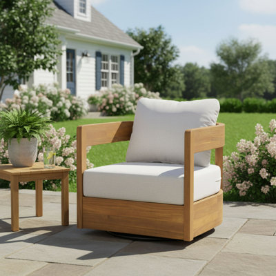 Fauteuil club pivotant en bois Telluride