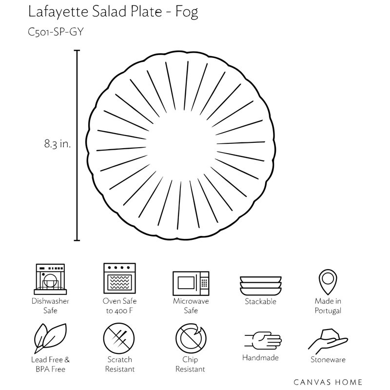 Canvas Home Lafayette Salad Plate, Gray