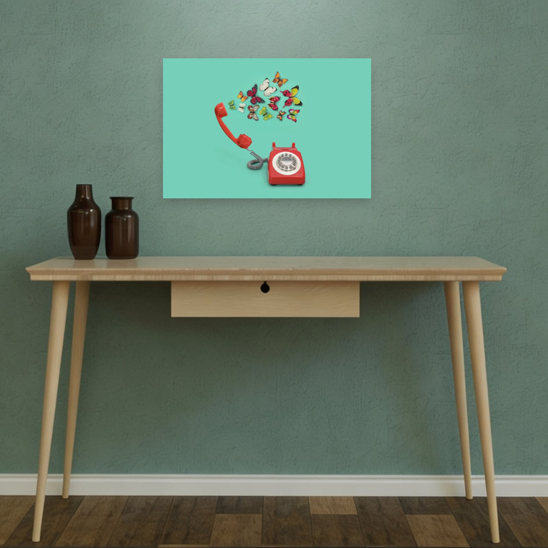Papillon rouge, papillons rétro, art mural rétro, 12" H x 18" W