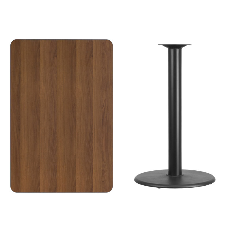 Carrus Rectangular Laminate Dining Table Top with Round Base, 31.12" H x 42" W x 24" D, Walnut