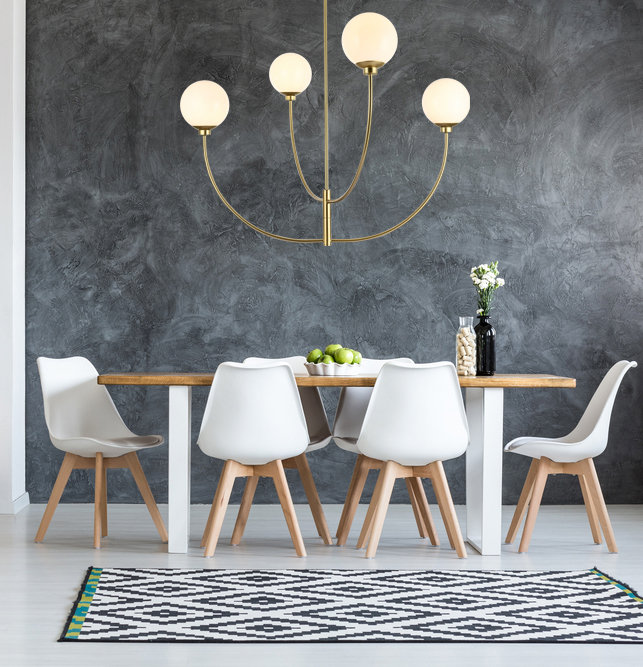 Kyle 4-Light Chandelier, 29.5" H x 42" W x 42" D, Brass