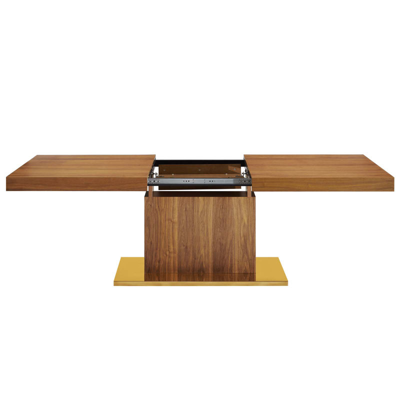 Vector Expandable Dining Table, Walnut/Gold, Walnut