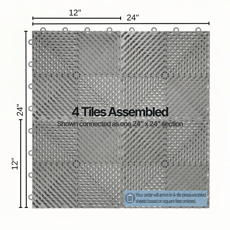 Carreaux de plancher de garage ventilés Nitro 12 po x 12 po x 3/8 po (GR graphite), Gris