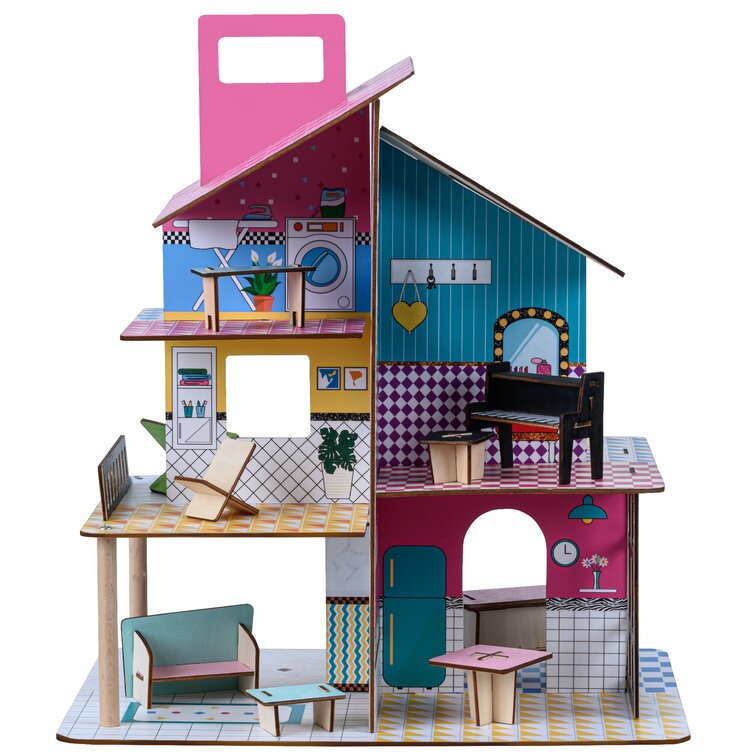 New Barbie Home Full House 2 Floors Doll Rubia & Accessories Mattel Fold Up