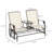 Outdoor Glider Bench With Center Table, Metal Frame Patio Loveseat-954796238