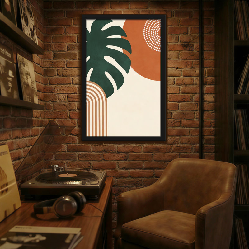 Motif géométrique abstrait de feuille tropicale abstraite, H 18 po x l 12 po