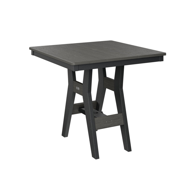 Harbor Outdoor Square Dining Table, 30.37" H x 33" W x 33" D, Black, Coastal Gray