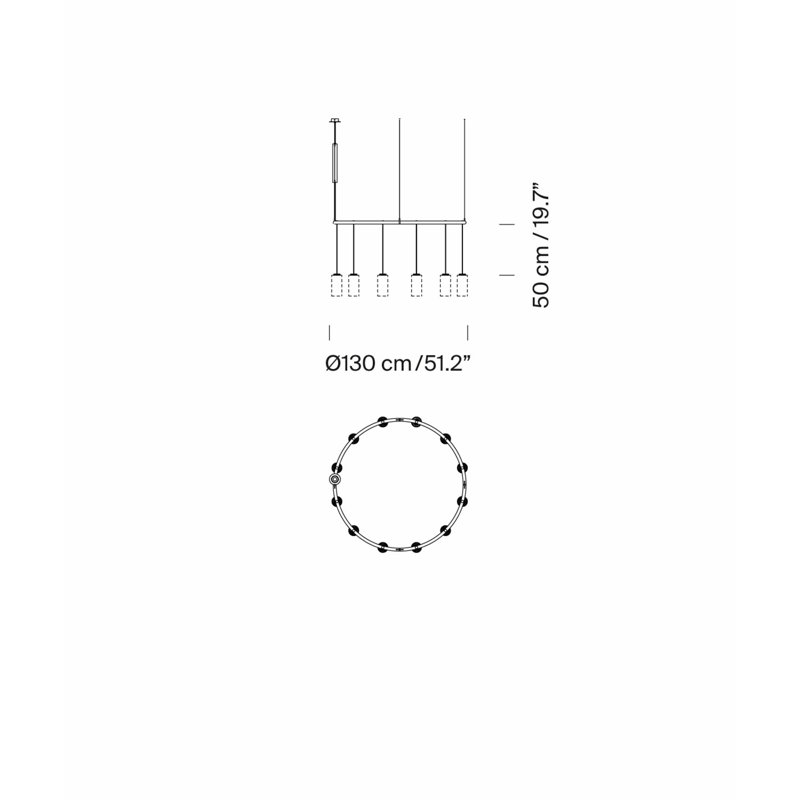Cirio Circular L, 12 Lights, 255.3" H x 51.2" W x 51.2" D