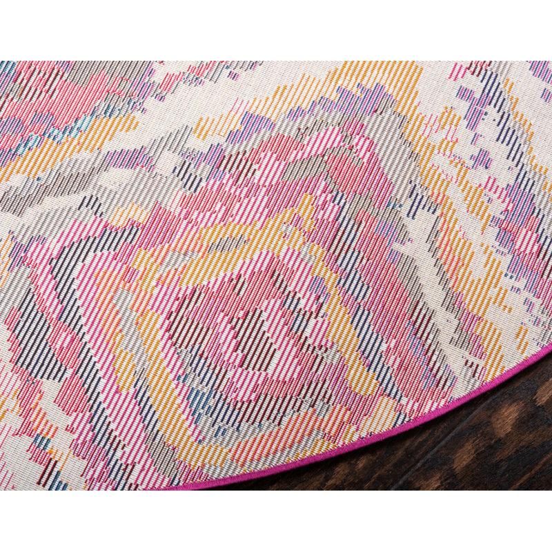 Tapis rose à motif géométrique Eddins, Rectangle 3 pi 3 po x 5 pi 3 po