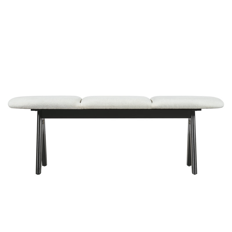 Banc rembourré Raleigh Mid-Century, Blanc