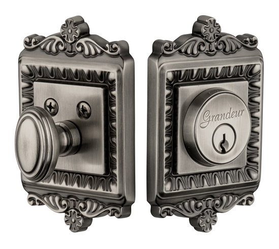 Windsor Single Cylinder Deadbolt, Antique Pewter, Keyed Alike, 2-3/8"