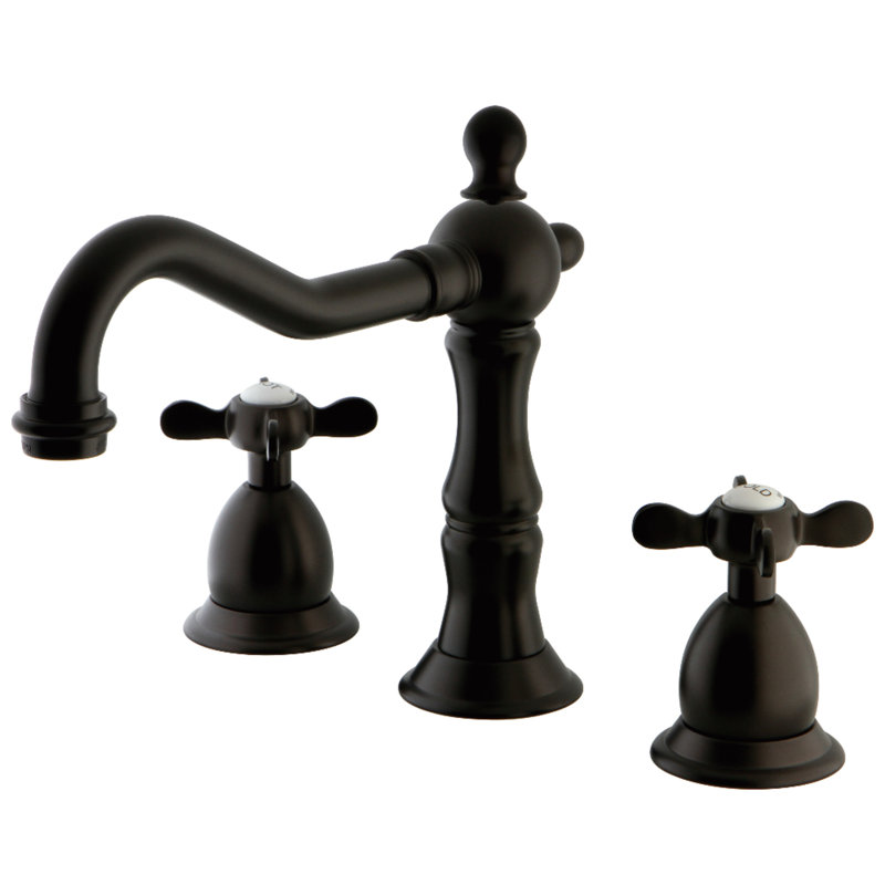 Kingston Brass Essex Two-Handle 3-Hole Deck Mount Widespread Bathroom Faucet with Brass Pop-Up Drain, Oil Rubbed Bronze