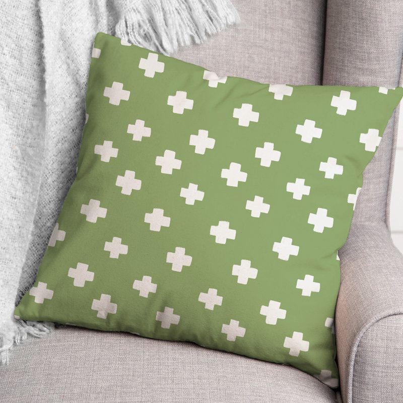 Geometric Outdoor Reversible Throw Pillow, Green