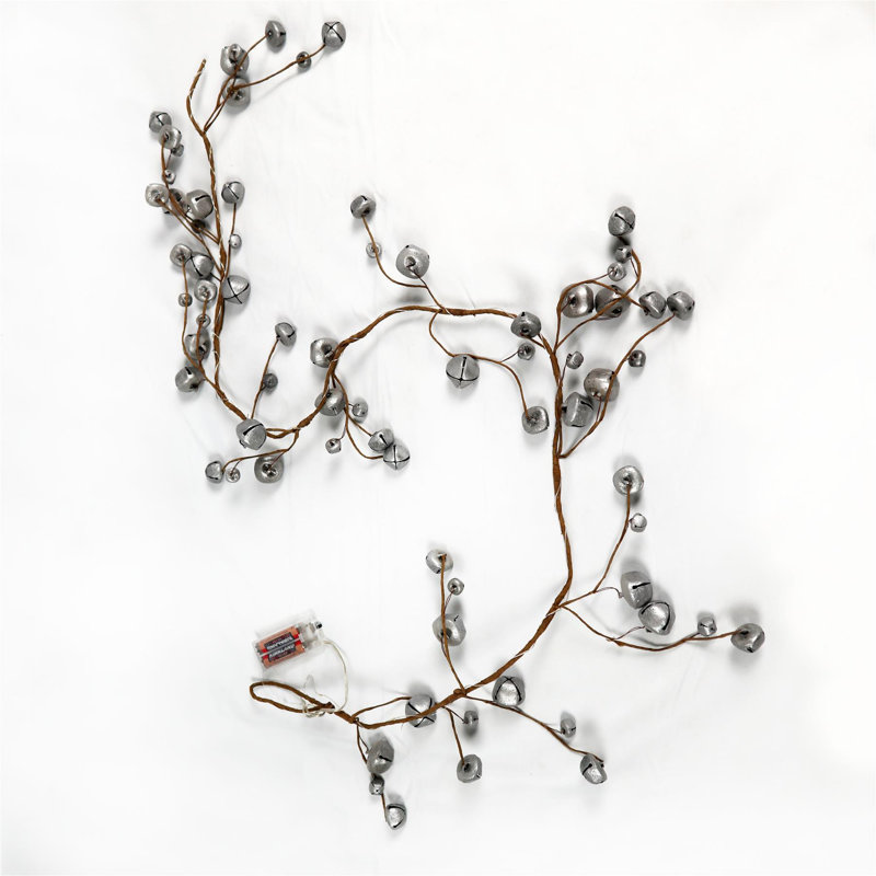 35cm Lighted Faux Garland with Lights, Silver
