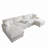 U Shaped Cloud Couch Sectional Sofa with Console,Cup Holder-1288893304