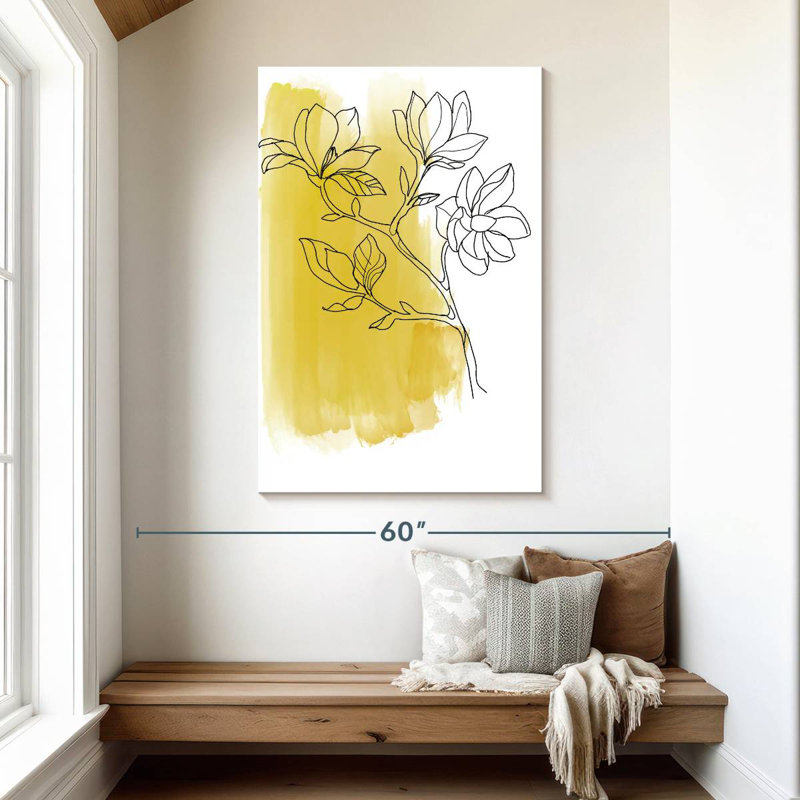 Harnek Botanique En Jaune, H 48 po x l 32 po