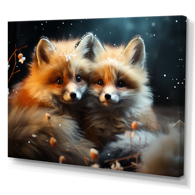 Printemps, renards mignons, regard II - renard, art mural animal