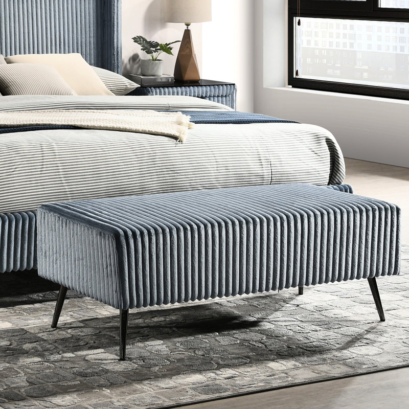Banc rembourré en velours côtelé