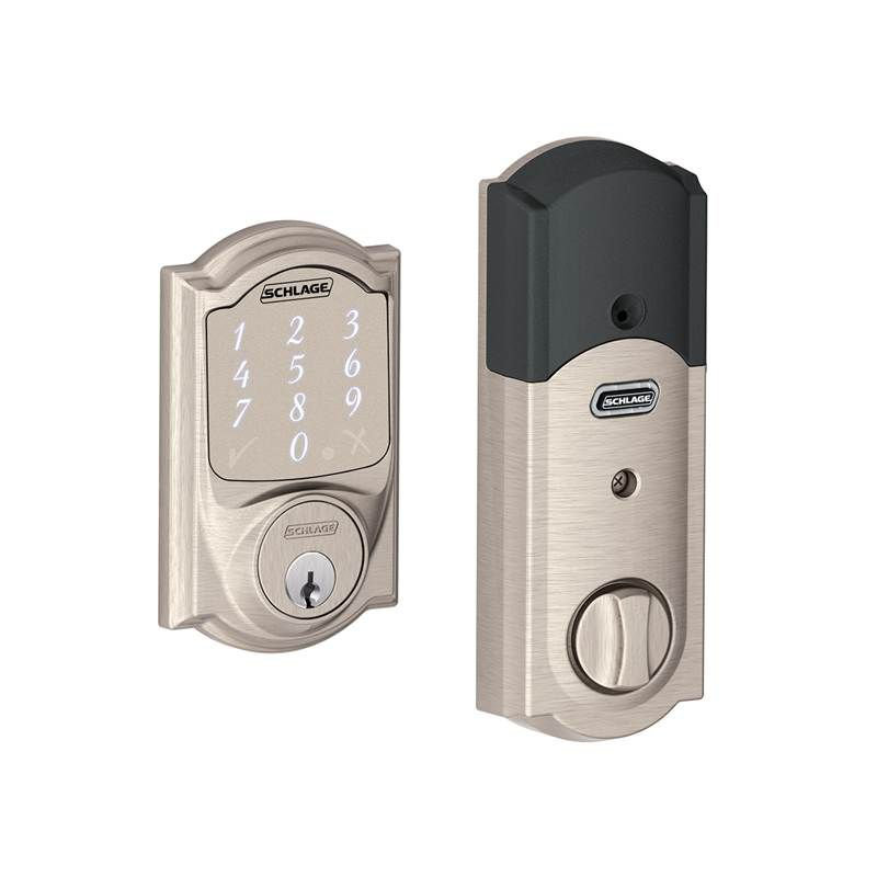 Sense Smart Deadbolt with Camelot Trim, Satin Nickel, Yes