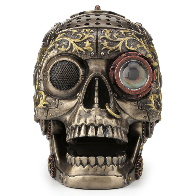Tête de mort décorative 5,91 po L Steampunk avec mâchoire mobile, résine de polyester