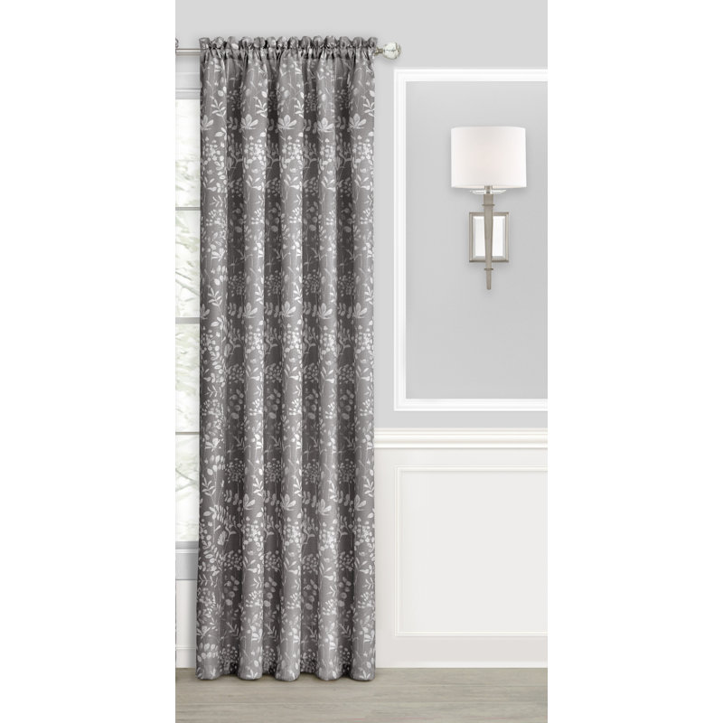 Panneau de rideau simple semi-diaphane avec passe-tringle Barrigan Simple Elegance, 52 po x 63 po, Gris