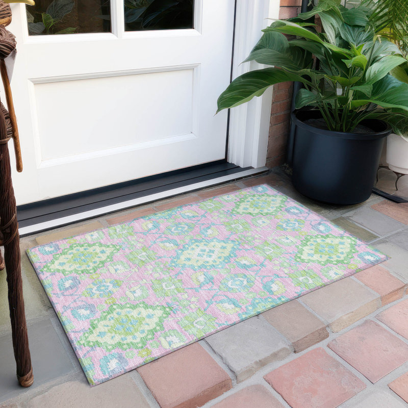 Machine Washable Indoor/Outdoor Chayden ACN1002 Pink, Rectangle 1'8" x 2'6"