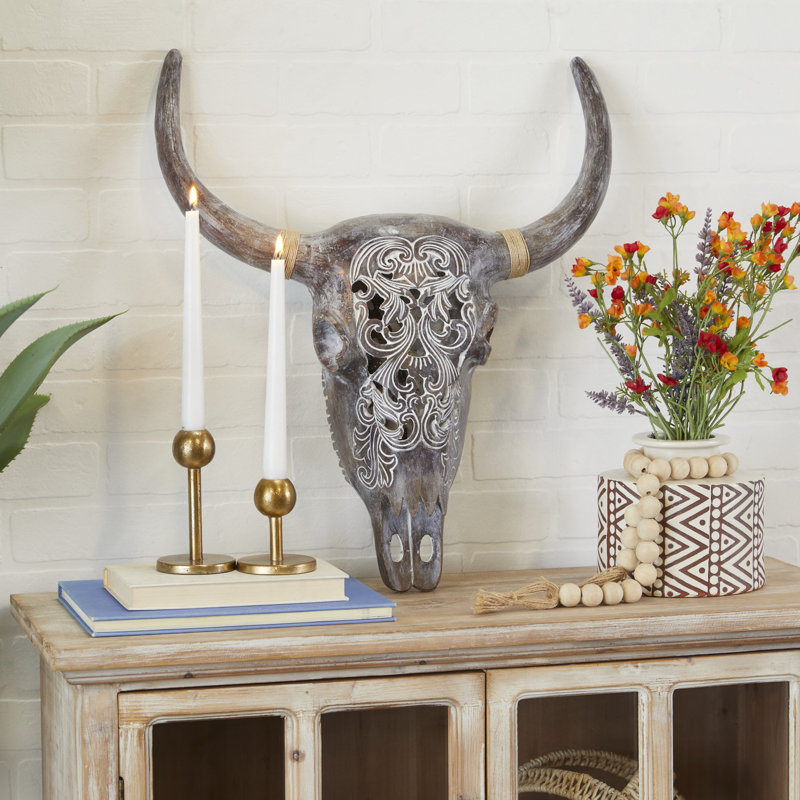 Boho Animals Wall Decor on Resin, Gray