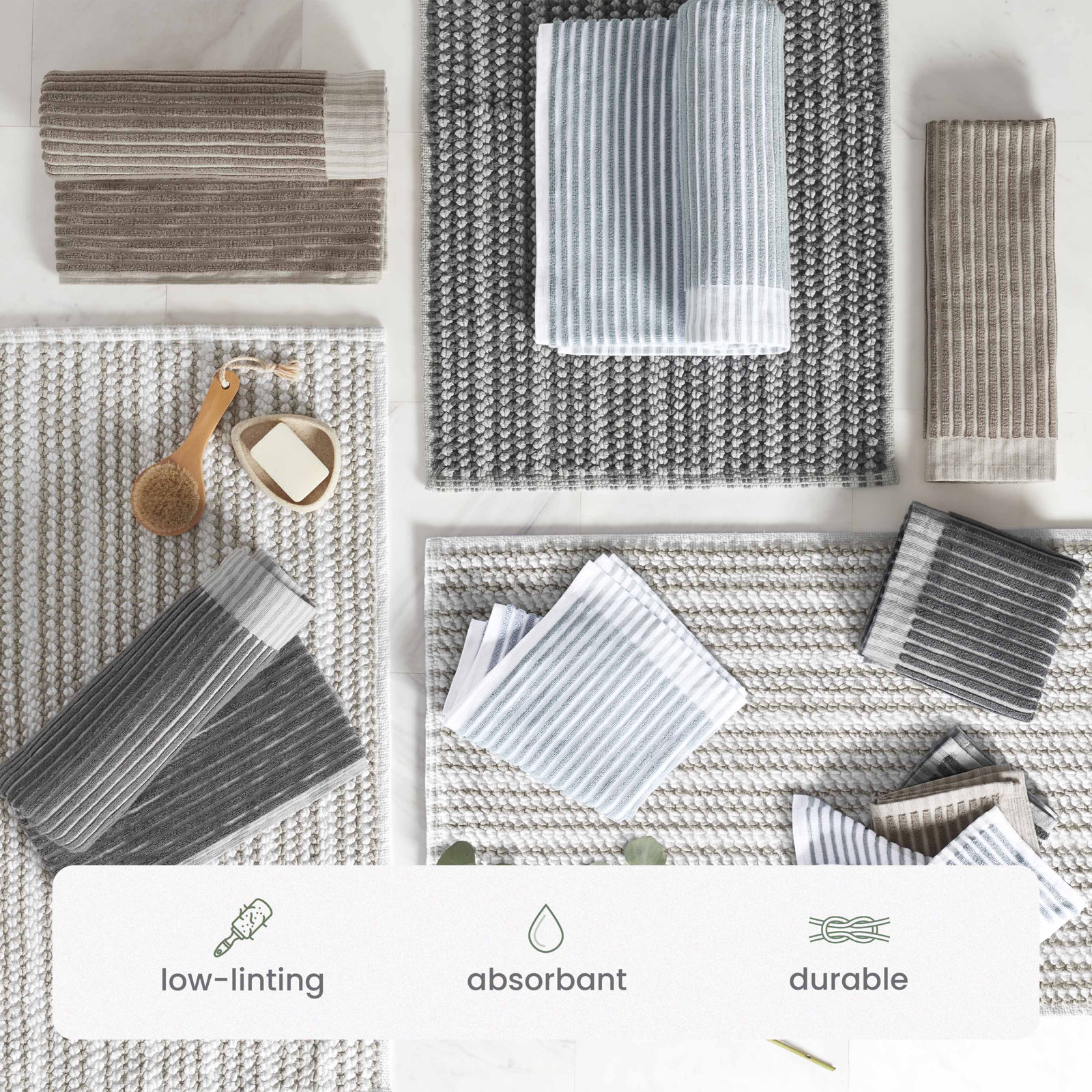 Branden Bath Towel, Sculpted Stripe Charcoal