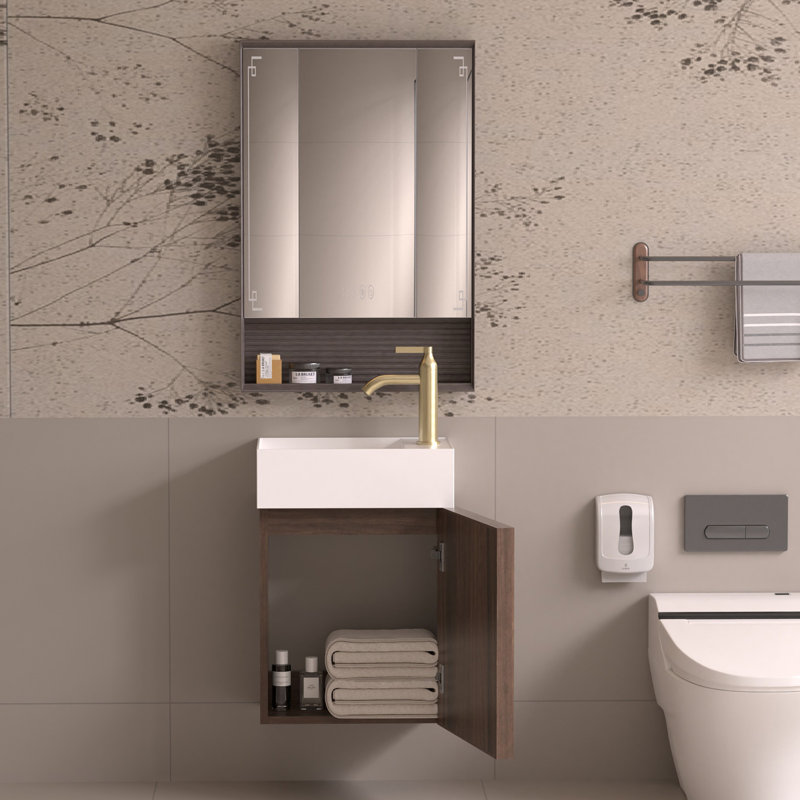 Meuble-lavabo suspendu Mori de 16 po avec lavabo intégré en acrylique