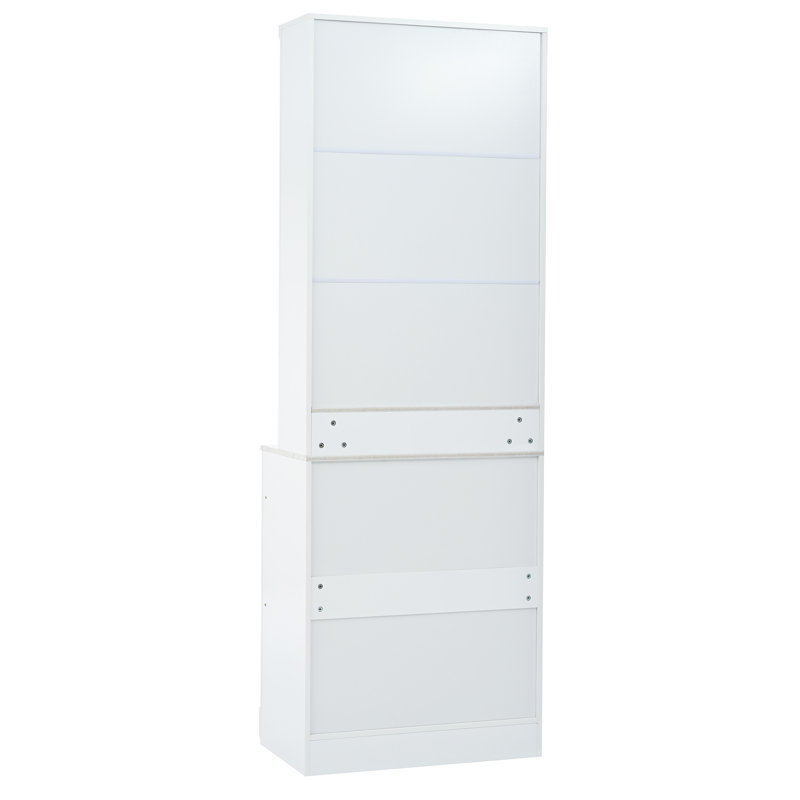 Ensemble de 2 garde-manger autoportants modernes avec dessus en faux marbre, 5 tiroirs et tablette réglable, blanc, 83,7 po Modern