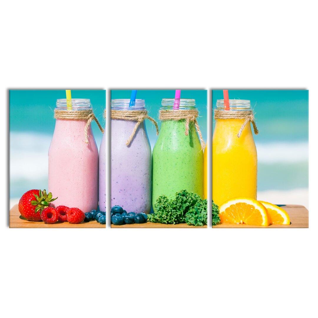 3-tlg. Leinwandbilder-Set Smoothies in Different Colours