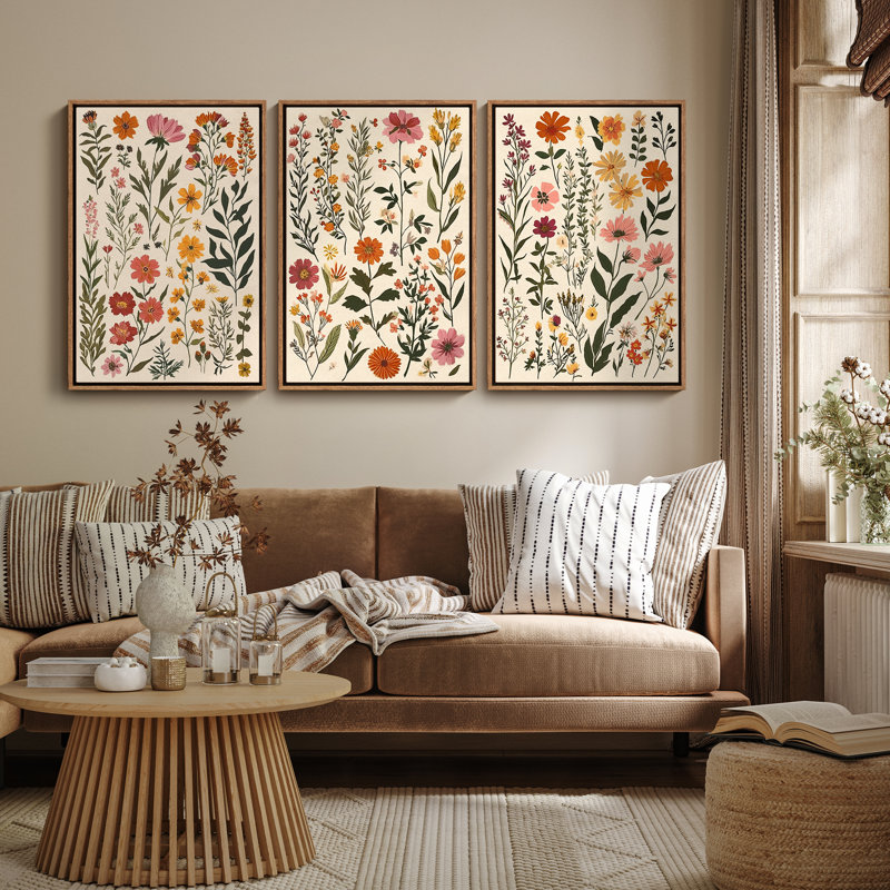 Art mural encadré, rétro, antique, classique pour chambre à coucher - 24 po x 36 po x 3 panneaux, Naturel, H 36 po x l 24 po