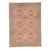 High-Quality Hand-Knotted Rose And Green Area Rug
