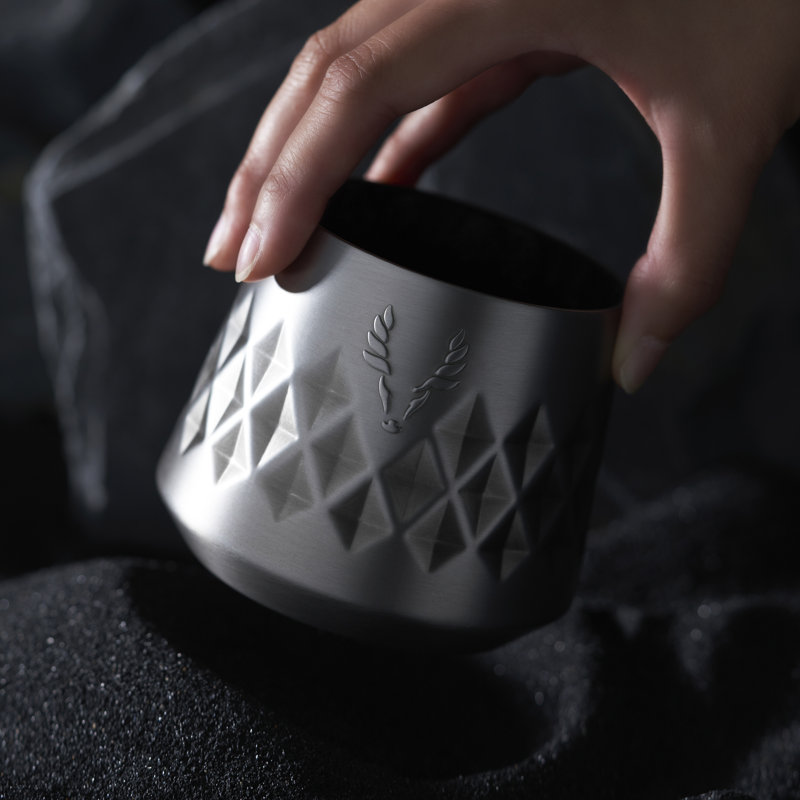 Dégustation de whisky en acier inoxydable Paragon en obsidienne, Argent argent