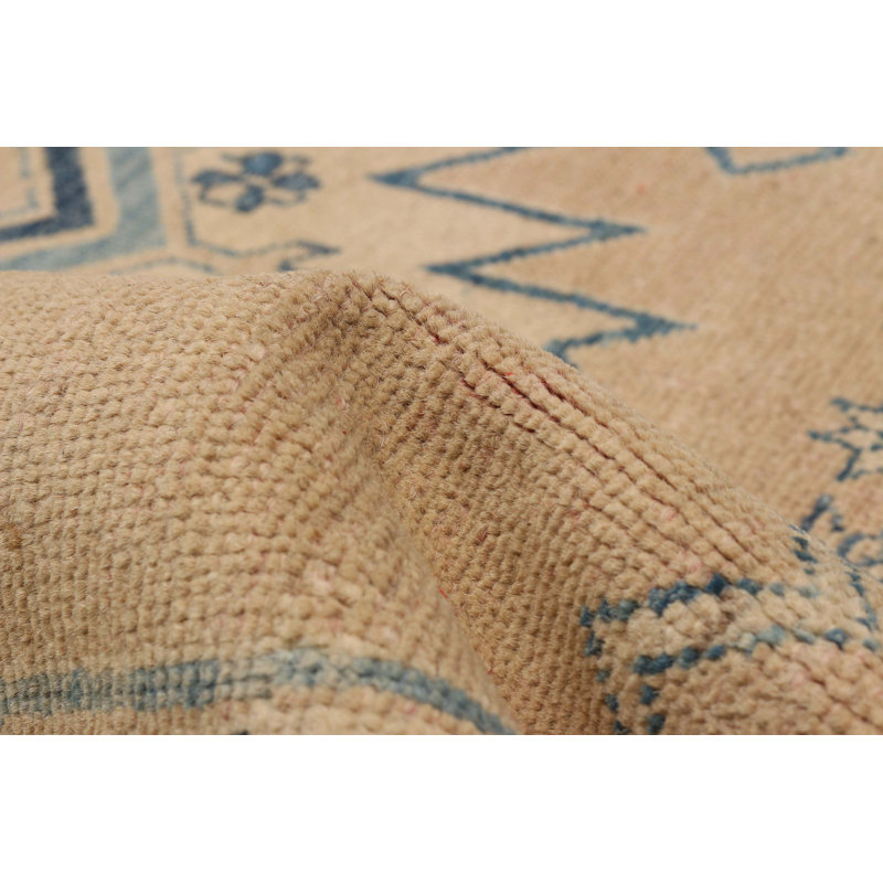 Tapis unique rectangulaire en laine de 1990 Aaniya 6 pi 5 po x 8 pi 10 po brun clair Aaniya