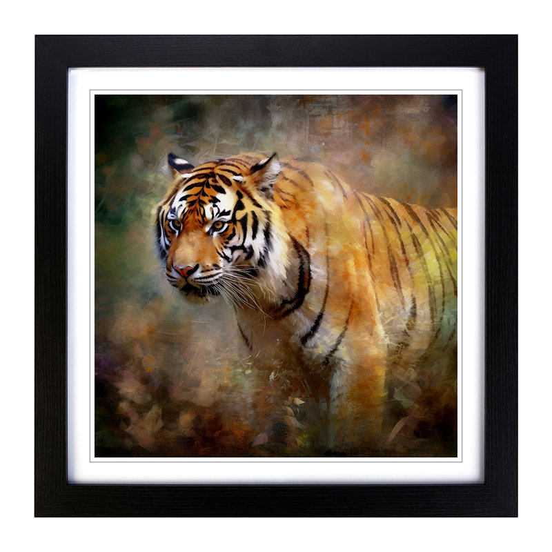Tiger Impressionism - Single Picture Frame Print on Wood, Black