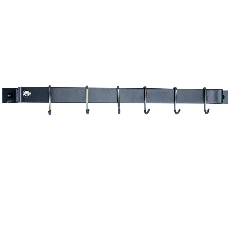 Handcrafted Wall Mounted Pot Rack, 3" H x 24" W x 3" D, Graphite Blue
