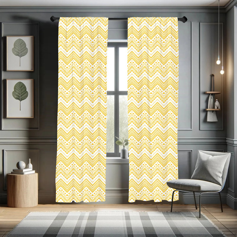 Chevron Semi-Sheer Rod Pocket Curtain Panels, 28" x 63"