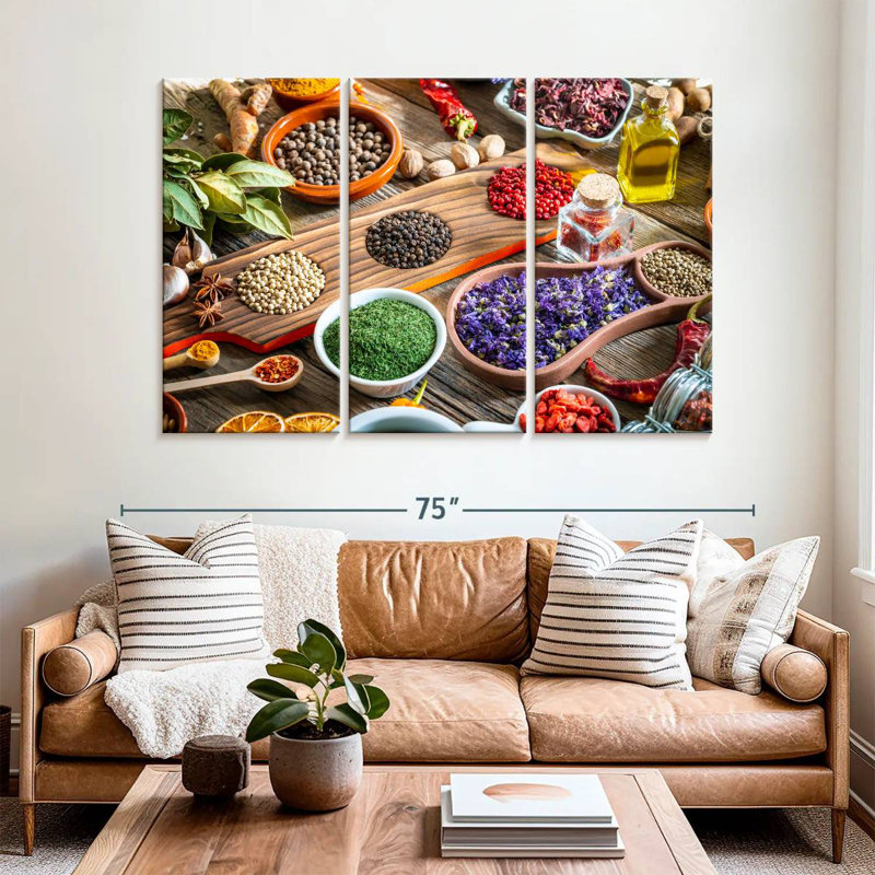 Yarlin Rustic Kitchen Herbs And Spices, 42" H x 65" W