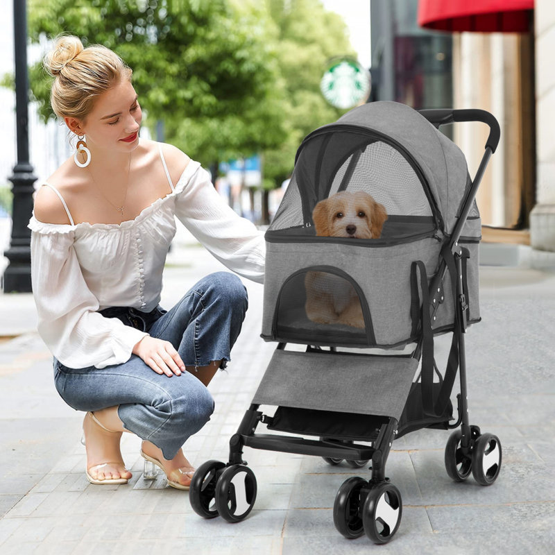 Poussette pliante standard avec support amovible, Gris