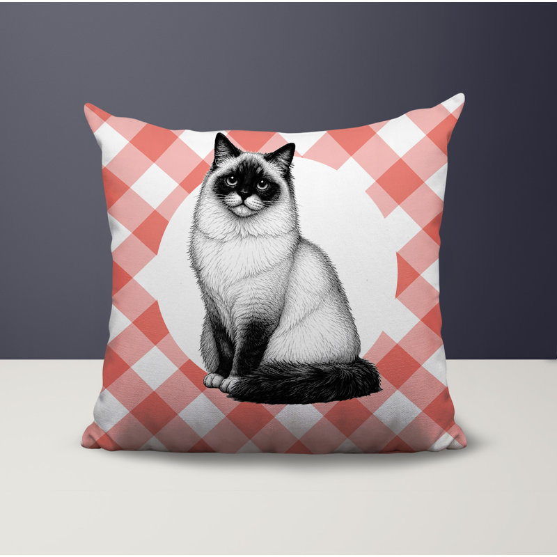 Oreiller réversible intérieur / extérieur Ragdoll Cat, 16x16, Peach