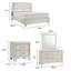 Ensemble de chambre pour grand lit, blanc, argent, bois crème, ensemble de 4 pièces avec 2 tables de chevet et commode