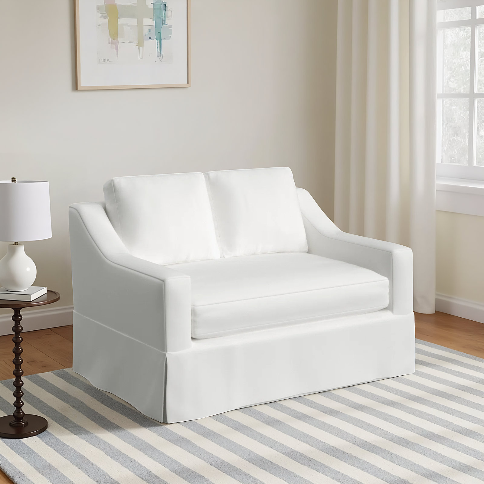 Cranbrook 55.5'' Upholstered Loveseat, Bayou Off White Canvas