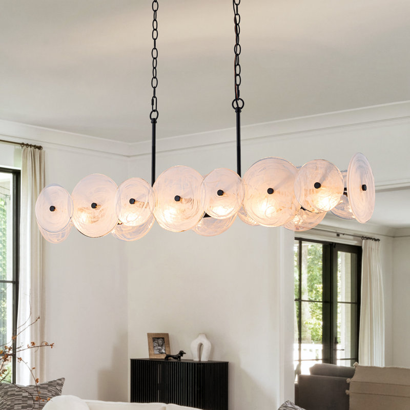 Lustre pour îlot de cuisine 6 lumières à brume blanche