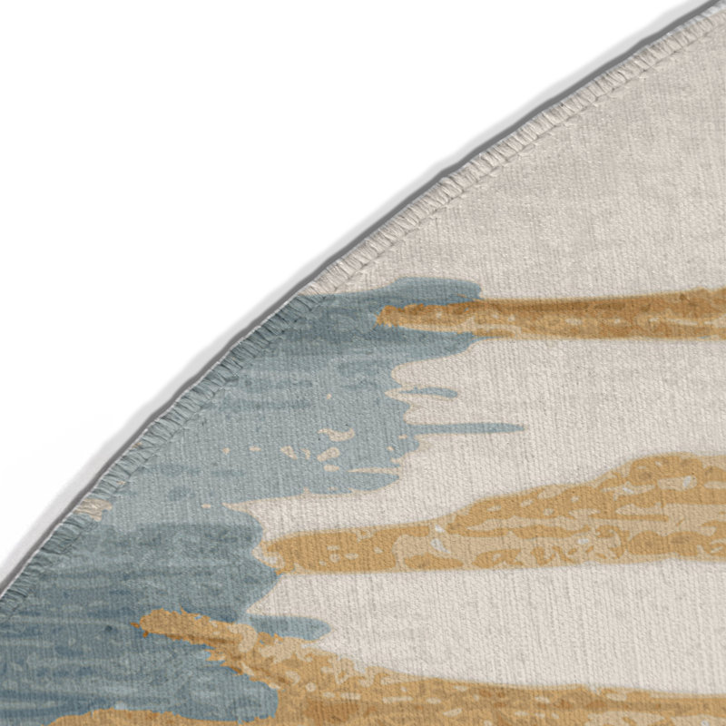 Watercolor Beige Indoor and Outdoor Area Rug, Round 5'