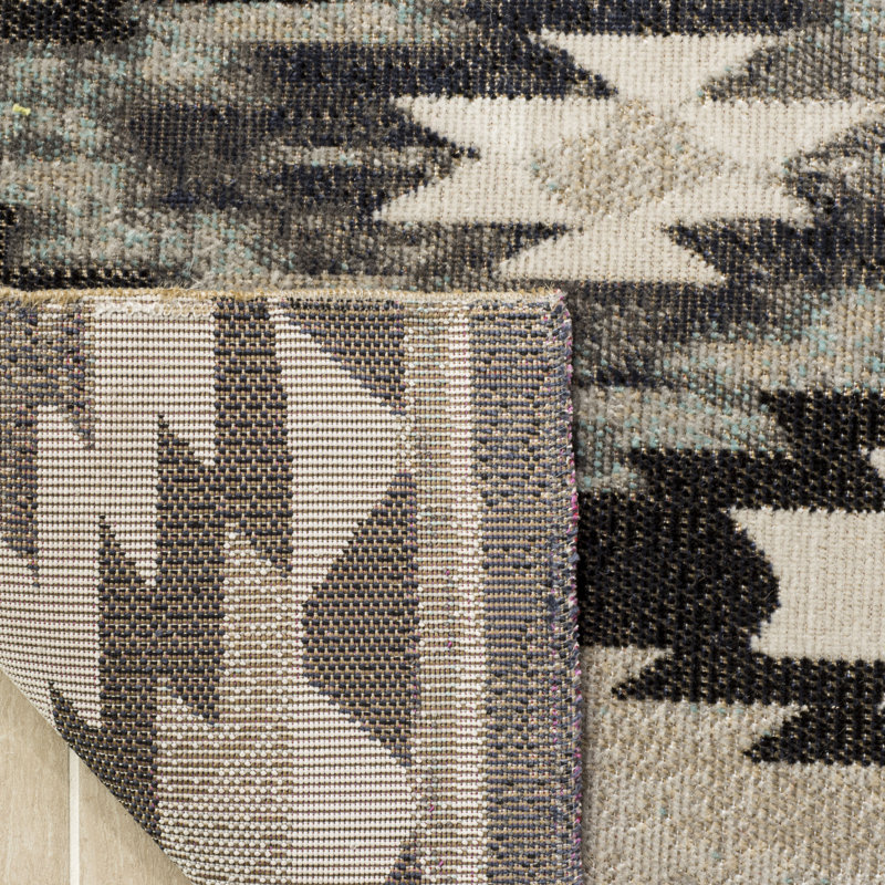 Delia Hooked Grey/Black Indoor/Outdoor Rug, Rectangle 91 x 152 cm