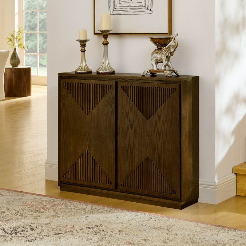 Armoire de rangement moderne en forme de V avec rangement pour le salon, Brun
