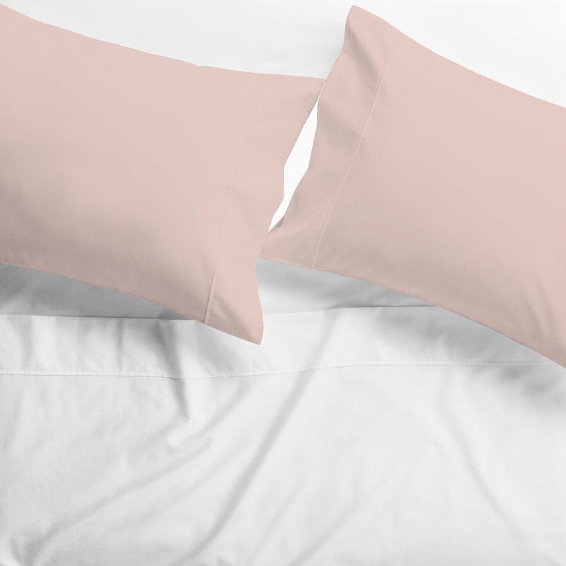 Sustainable Organic 100% Cotton Breathable & Lightweight Deep Pocket Pillowcases, Standard, Light Pink