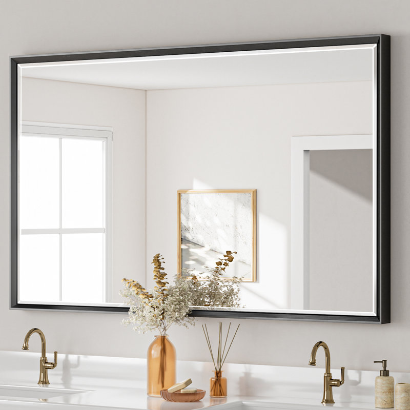 Miroir de salle de bain mural Lohoski, Noir, 36 po x 48 po